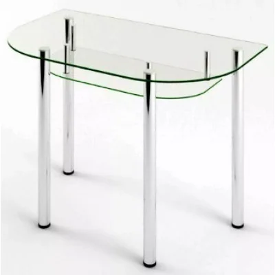 Glass dining table D-09-3 with tempered glass and chrome legs